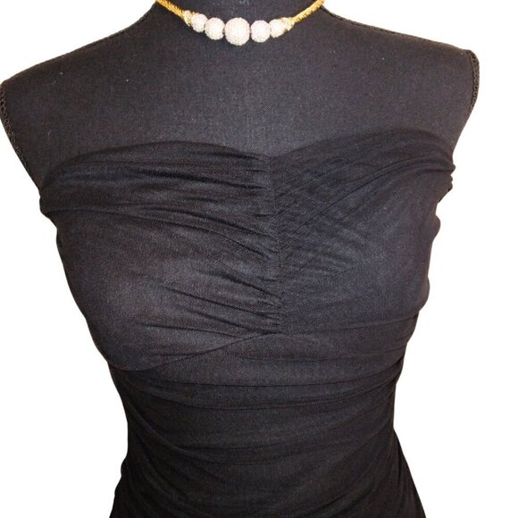CAFASHION BOUTIQUE WOMEN'S BLACK STRAPLESS RUCHED DRESS - SIZE M - Picture 3 of 4